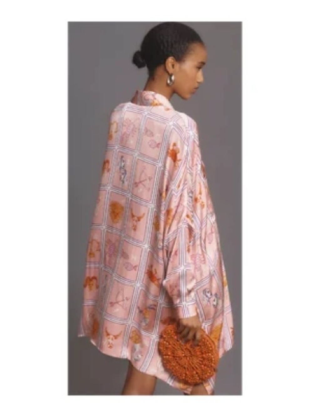 Corey Lynn Calter Zodiac Print Button Up Shirt Dress XL Pink Oversized - Picture 7 of 9